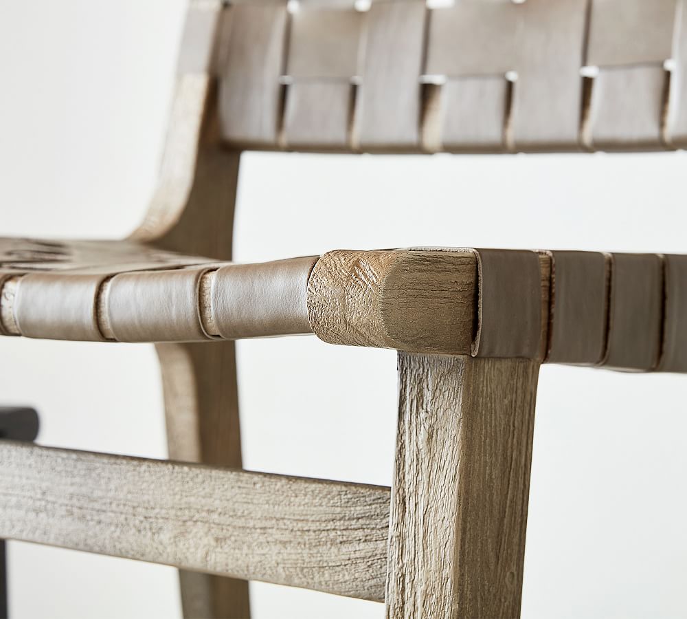 Woven Leather Counter Stool - Saddle