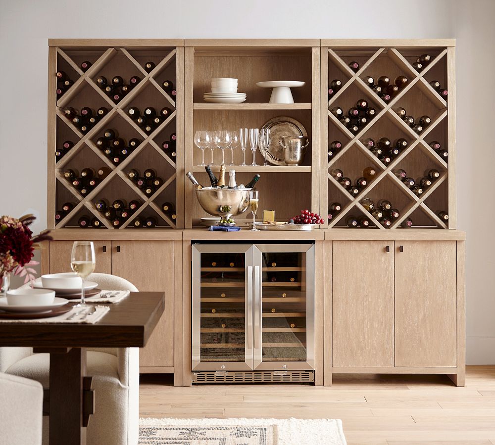 Modern Farmhouse 102&quot; Wine Storage with Cabinets
