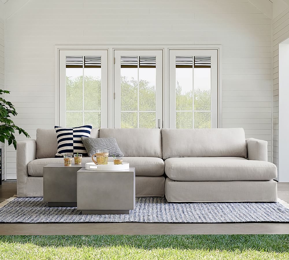 Jake Slipcovered 2-Piece Double Chaise Outdoor Sectional