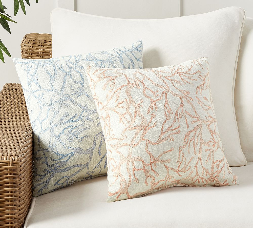 Open Box: Performance Coral Jacquard Outdoor Throw Pillow