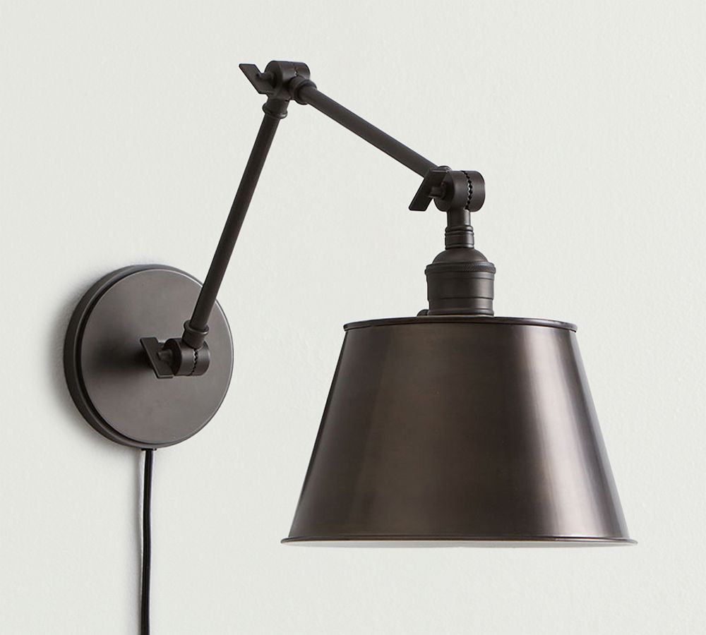 Tapered Metal Shade Plug-In Articulating Sconce