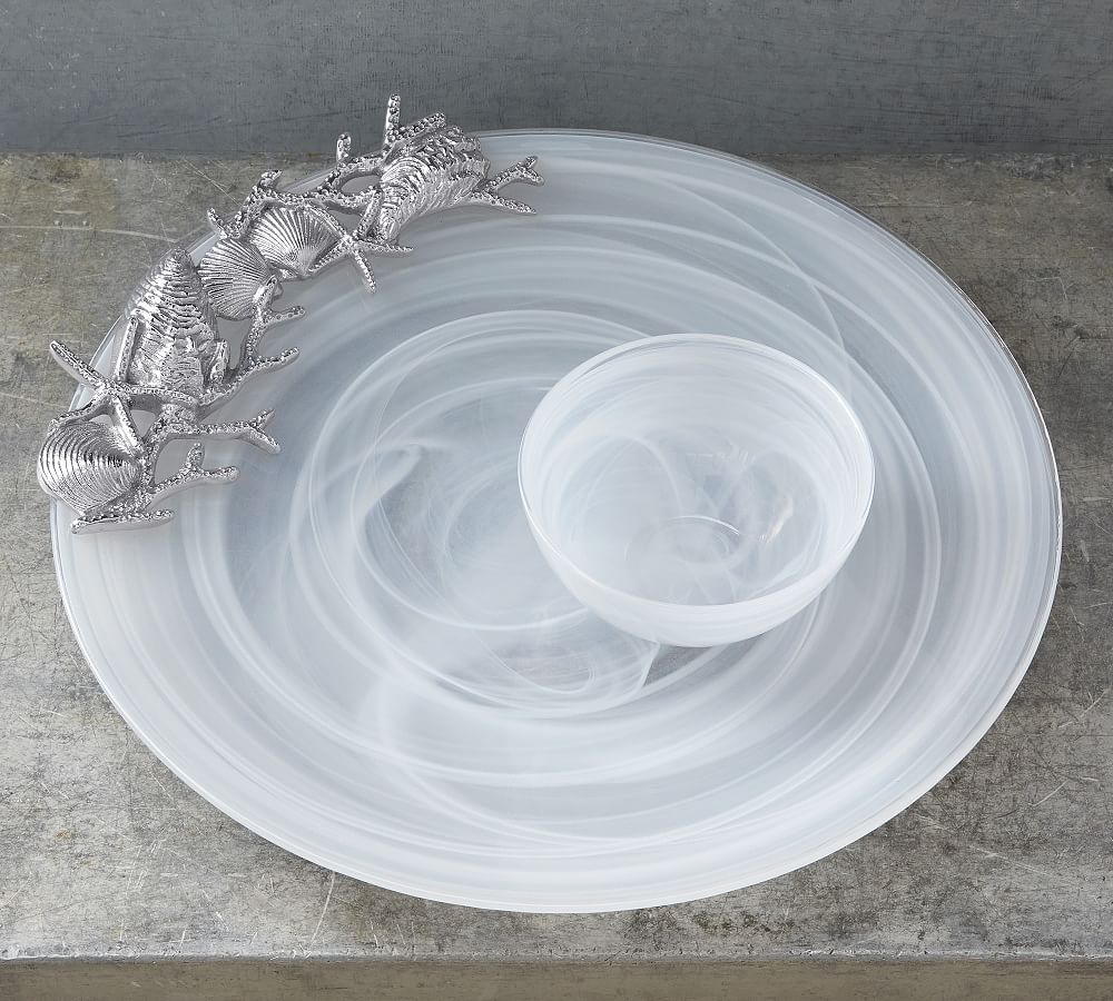 Alabaster Glass Seaside Serving Platter