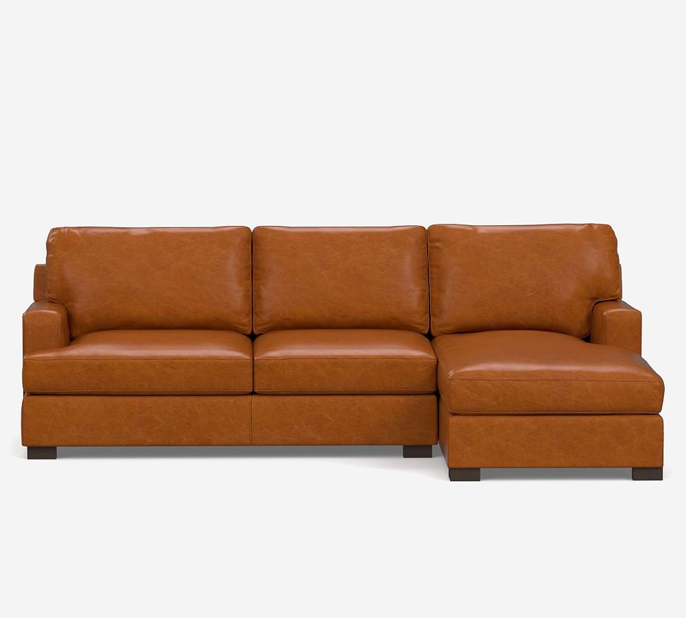 Townsend Square Arm Leather Chaise Sectional