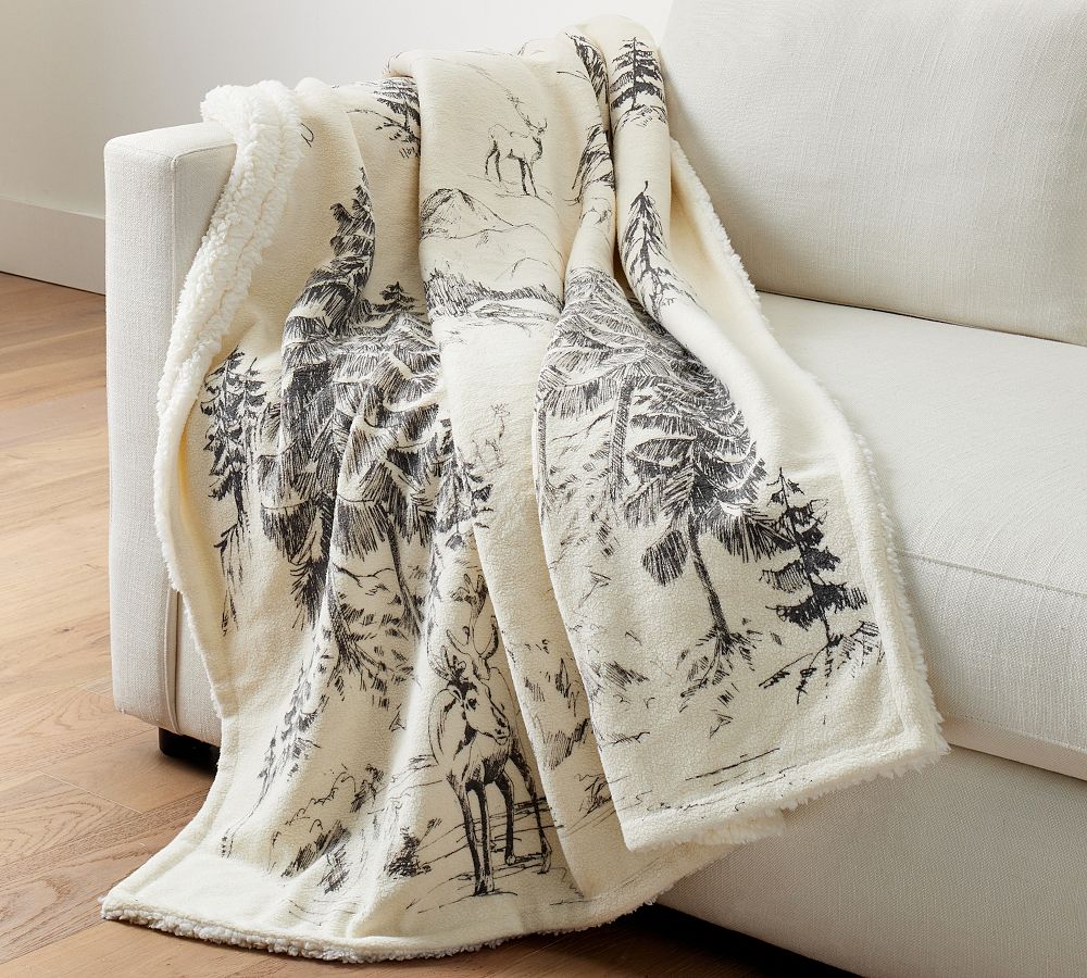 Rustic Forest Sherpa Back Throw