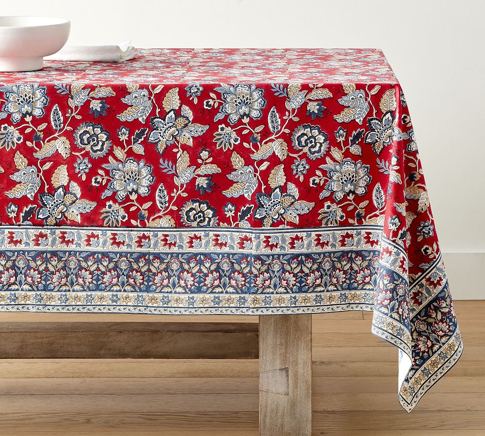Scarlett Block Print Cotton Tablecloth