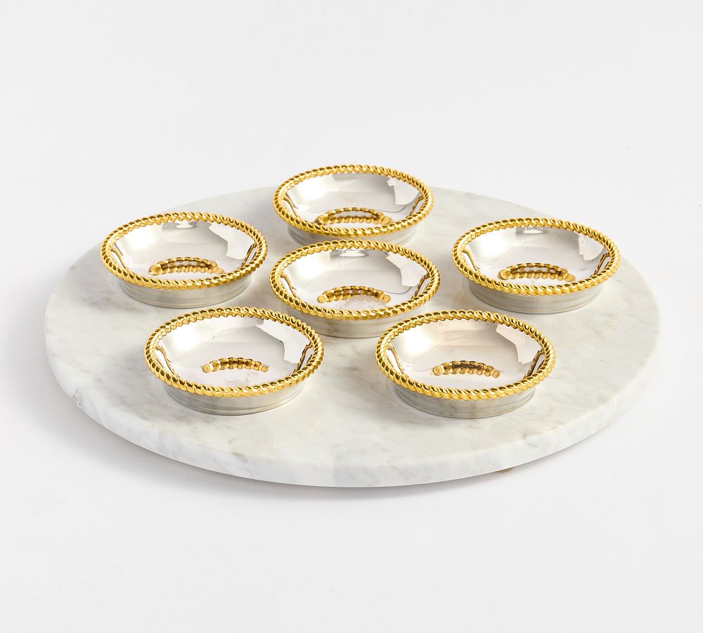 Marble Seder Plate with Gold Trim