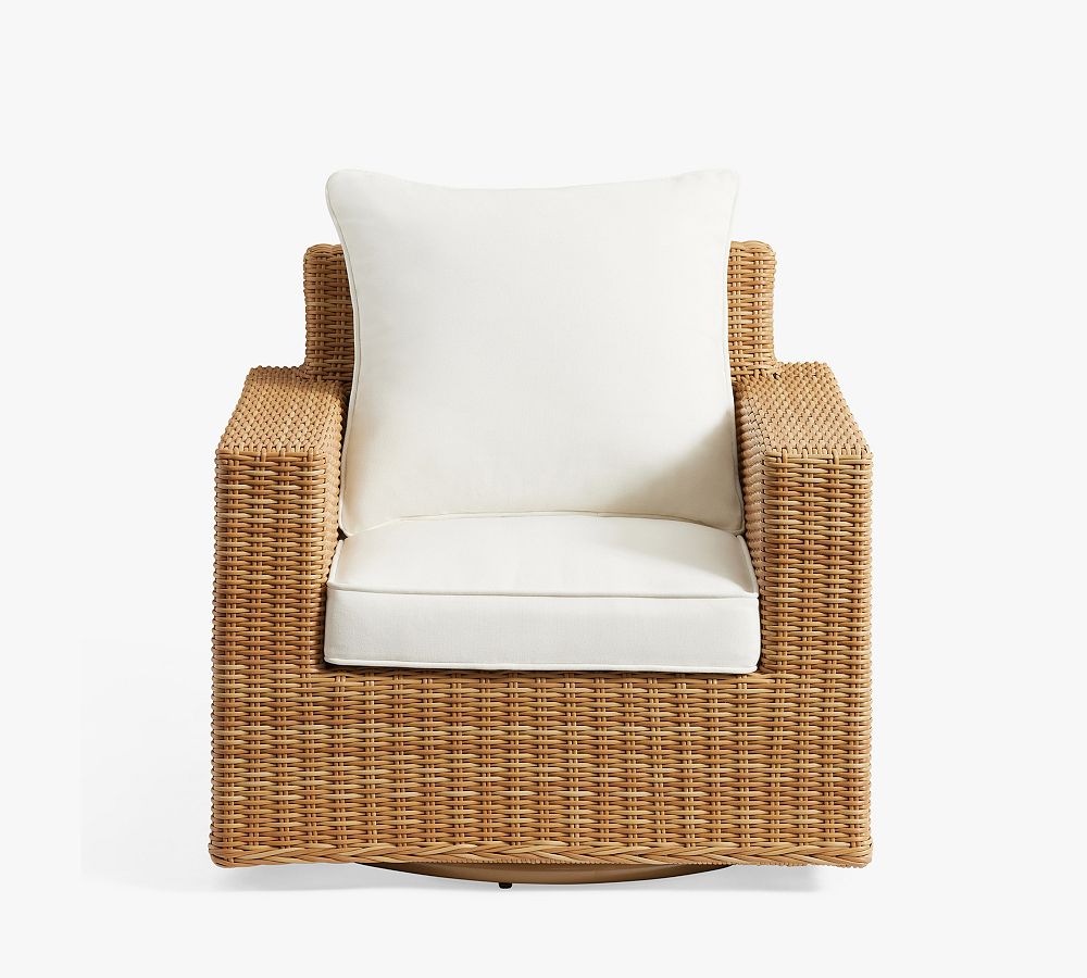 Torrey Wicker Square Arm Swivel Outdoor Lounge Chair