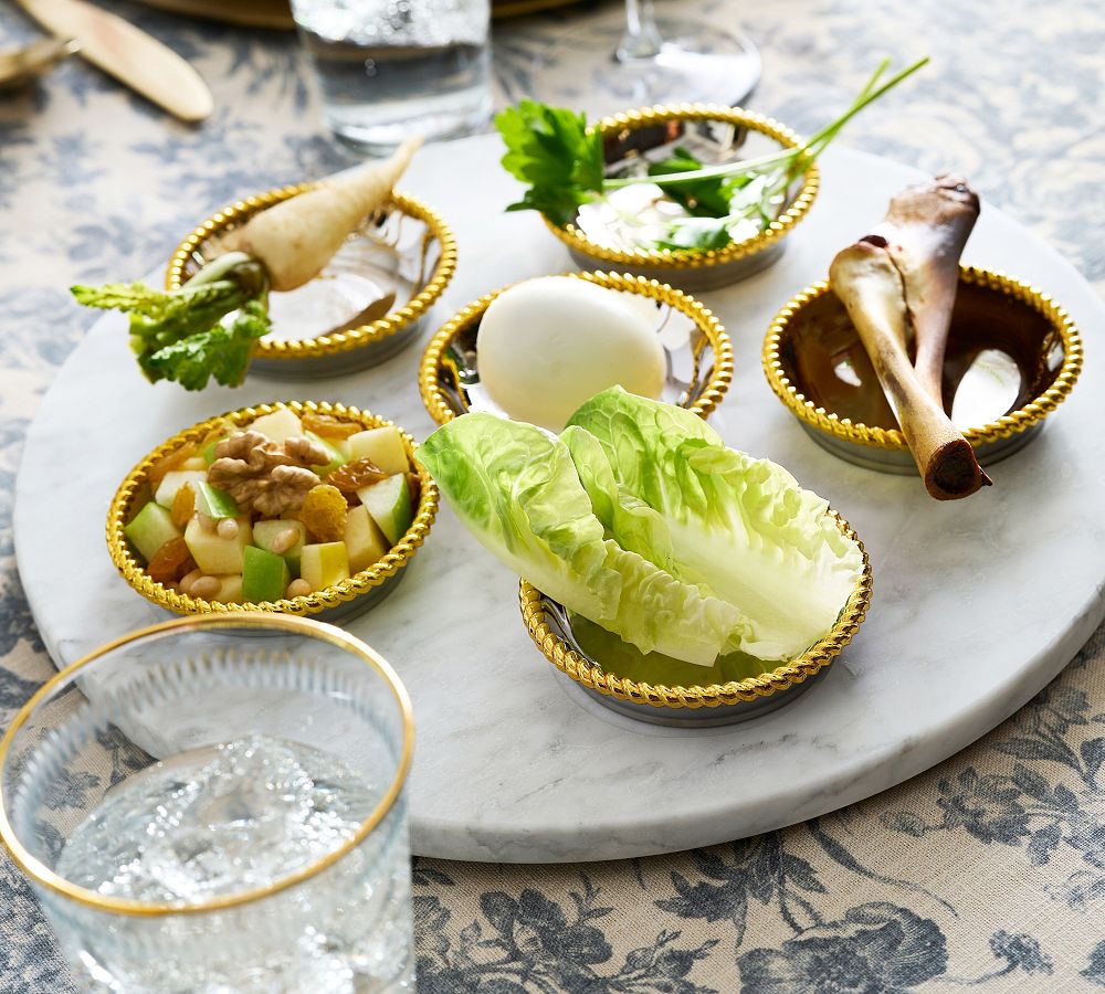 Marble Seder Plate with Gold Trim