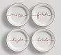Holiday Sentiment Stoneware Appetizer Plates with Box - Mixed Set of 8