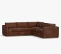 Carmel Slim Arm Leather Wood Base 3-Piece L-Shaped Sectional (110&quot;)