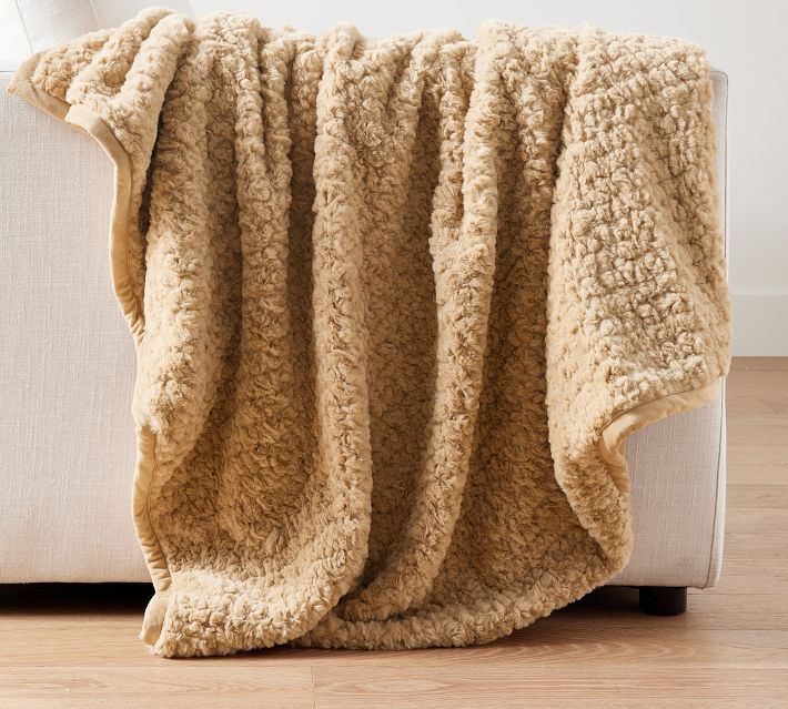 Diamond Ridge Faux Fur Throw Pottery Barn