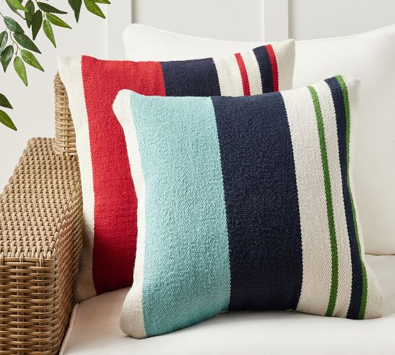 Modern Farmhouse Contrast Striped Outdoor Pillow Pottery Barn
