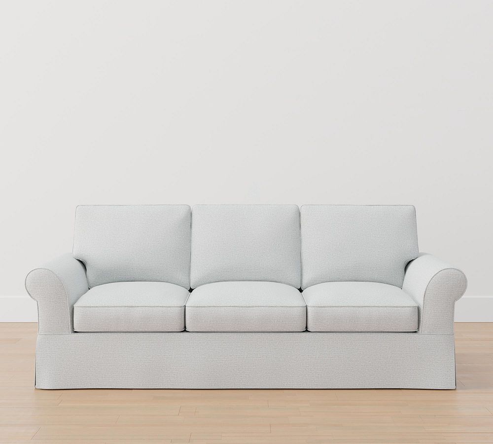 PB Comfort Roll Arm Slipcovered Sleeper Sofa With Memory Foam Mattress