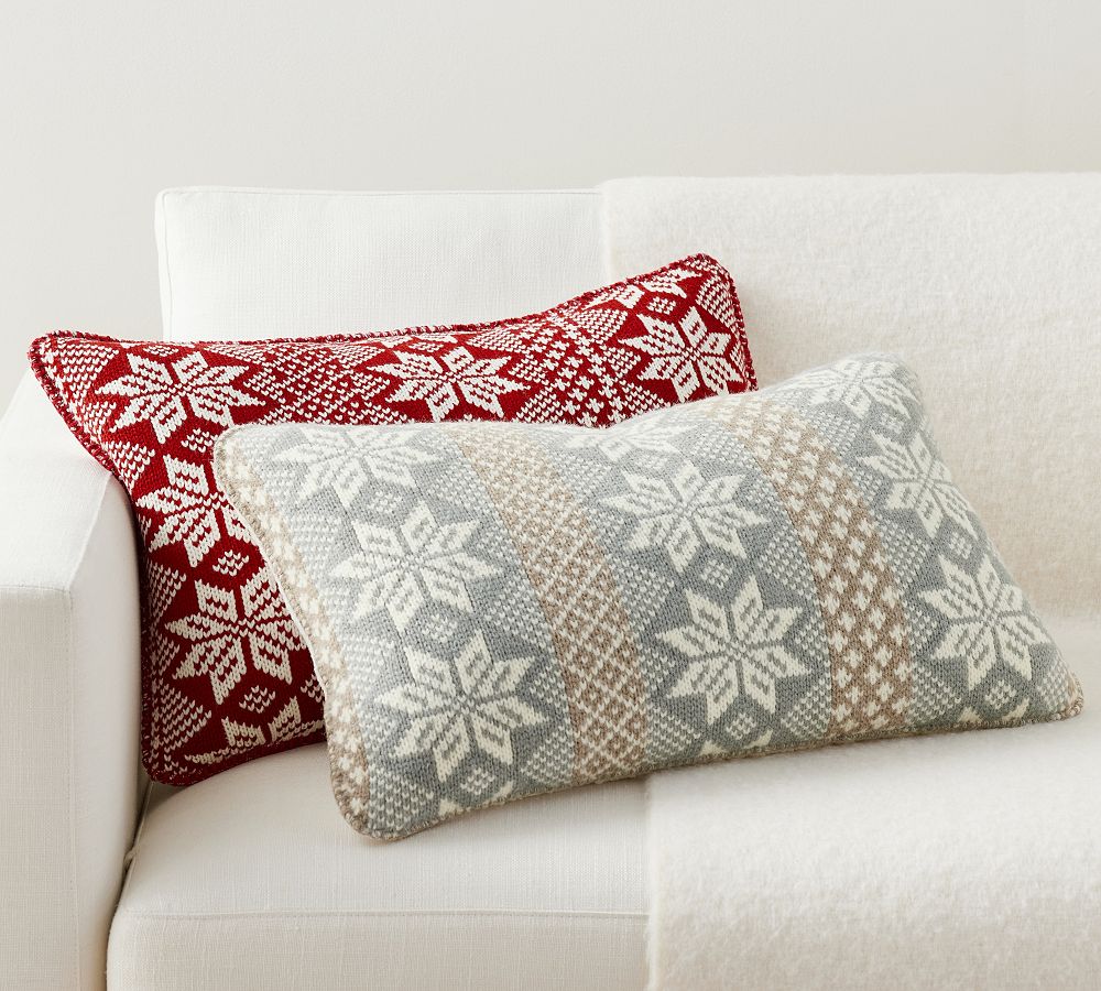 Fair Isle Snowflake Lumbar Pillow Cover