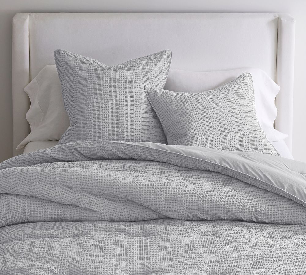 Honeycomb Cotton Comforter, Full/Queen, Gray Mist