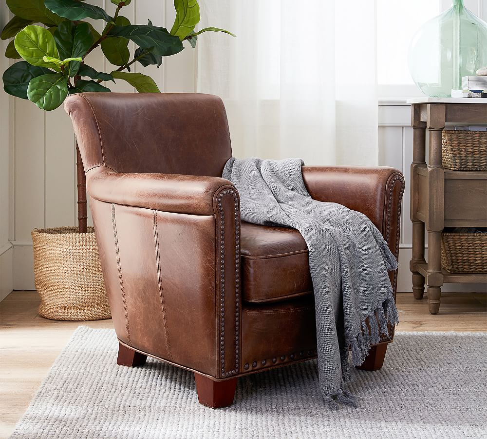 Irving Roll Arm Leather Chair