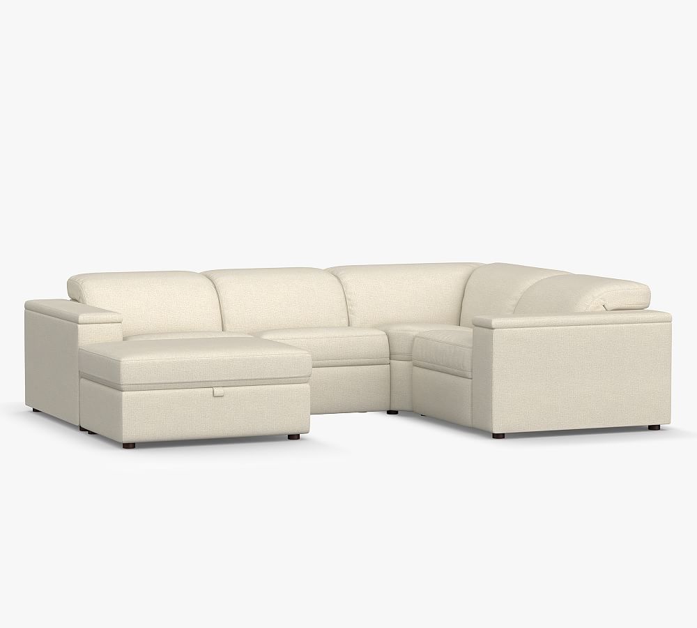 Ultra Lounge Square Arm 5-Piece Reclining Chaise Sectional (Storage Available)