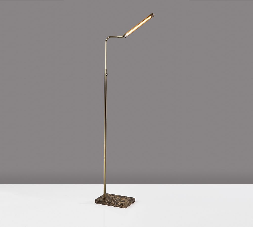 Promenade Avenue Black and Brass Floor Lamp with White Shade +