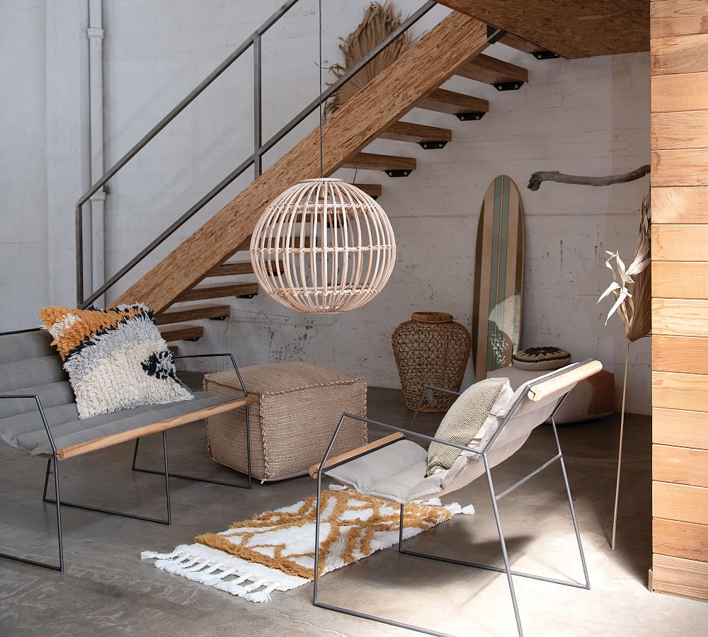 Striped Wooden Surfboard Wall Décor, 66" Pottery Barn