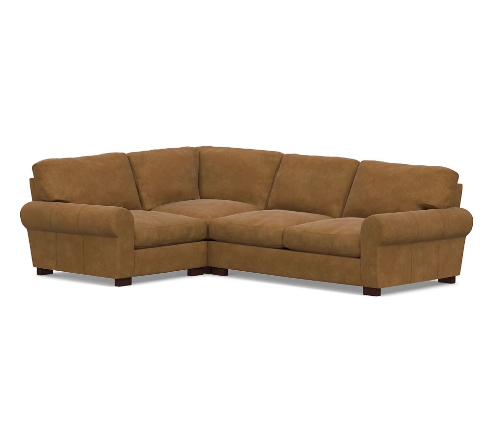 Turner Roll Arm Leather 3-Piece -Sectional