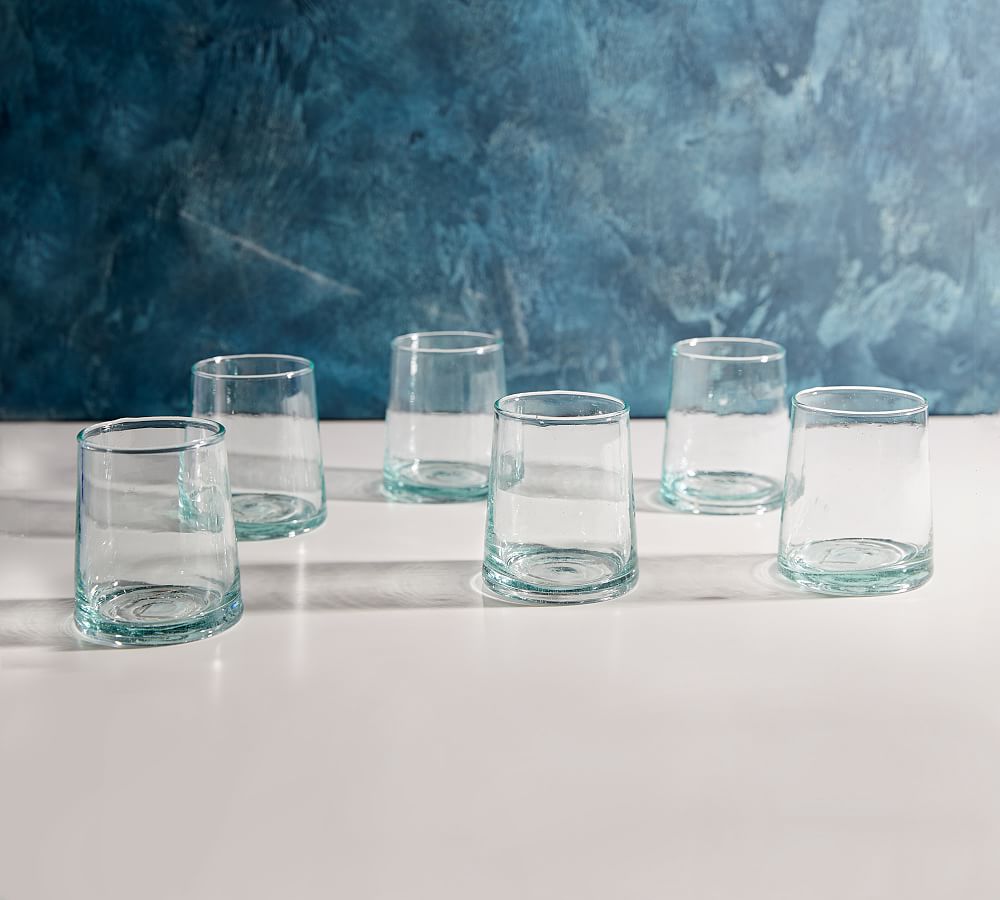 Moroccan Handcrafted Recycled Drinking Glasses - Set of 6 (8 oz)
