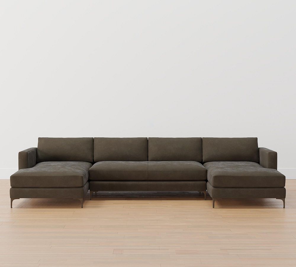 Jake Leather Double Chaise Sectional