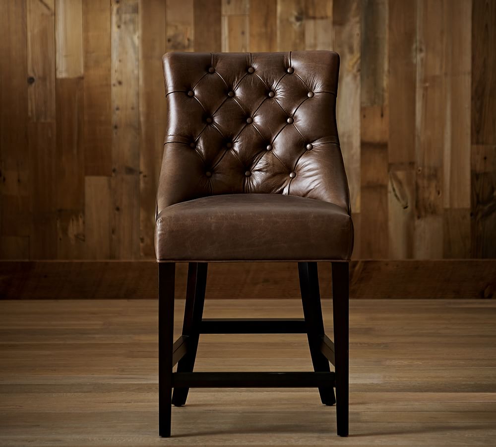 Hayes Tufted Leather Stool