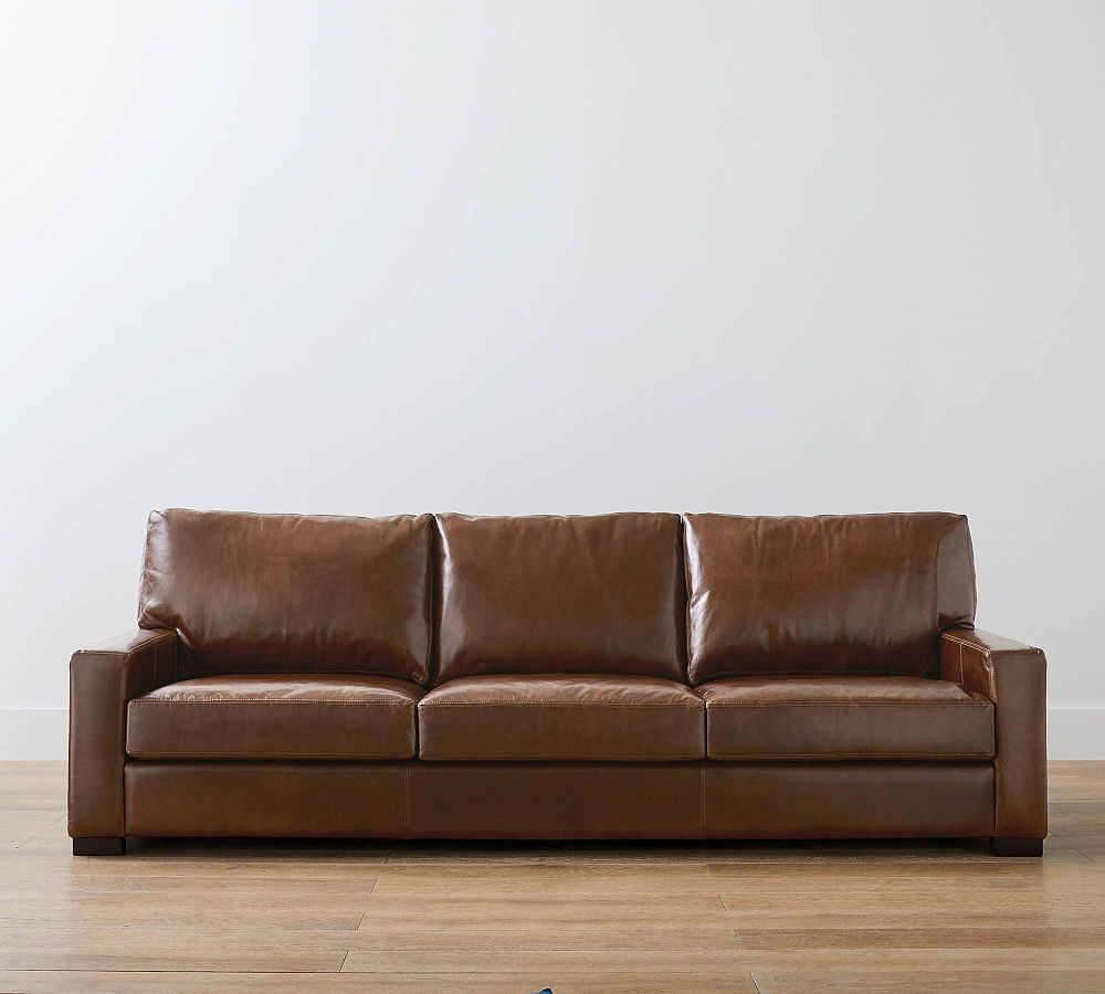 Turner Square Arm Leather Sofa (65&quot;-104&quot;)