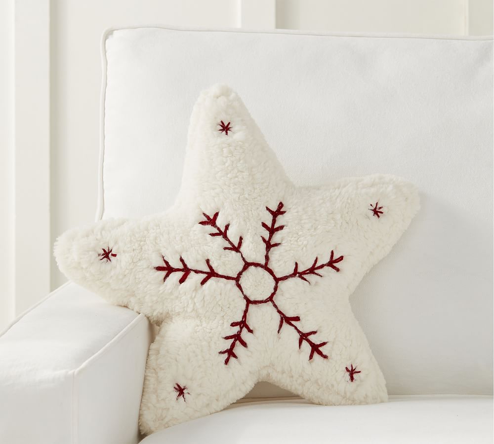 Nostalgic Star Embroidered Shaped Pillow