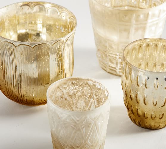 Eclectic Mercury Votive Holders - Set of 6 - Gold, Candle Holder