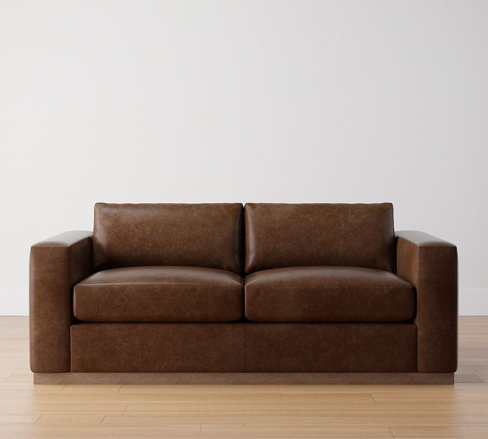 Carmel Wide Arm Leather Wood Base Sleeper Sofa