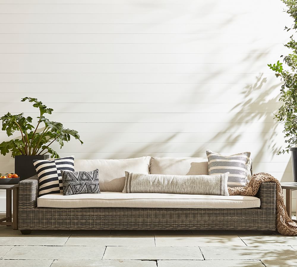 Pottery barn wicker couch new arrivals