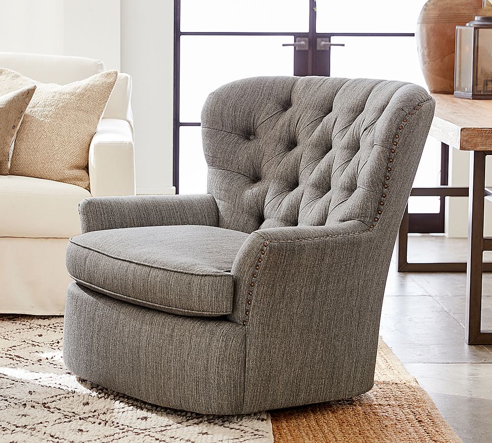 Cardiff Tufted Upholstered Swivel Armchair