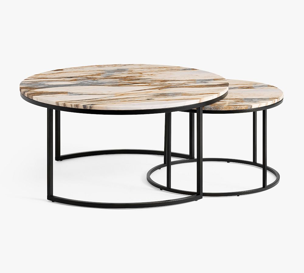 Delaney Round Calacatta Marble Nesting Coffee Tables Pottery Barn