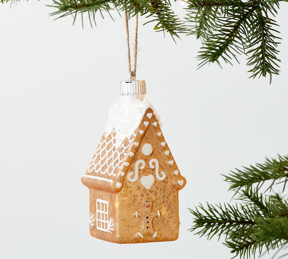 Lit Gingerbread House Ornament