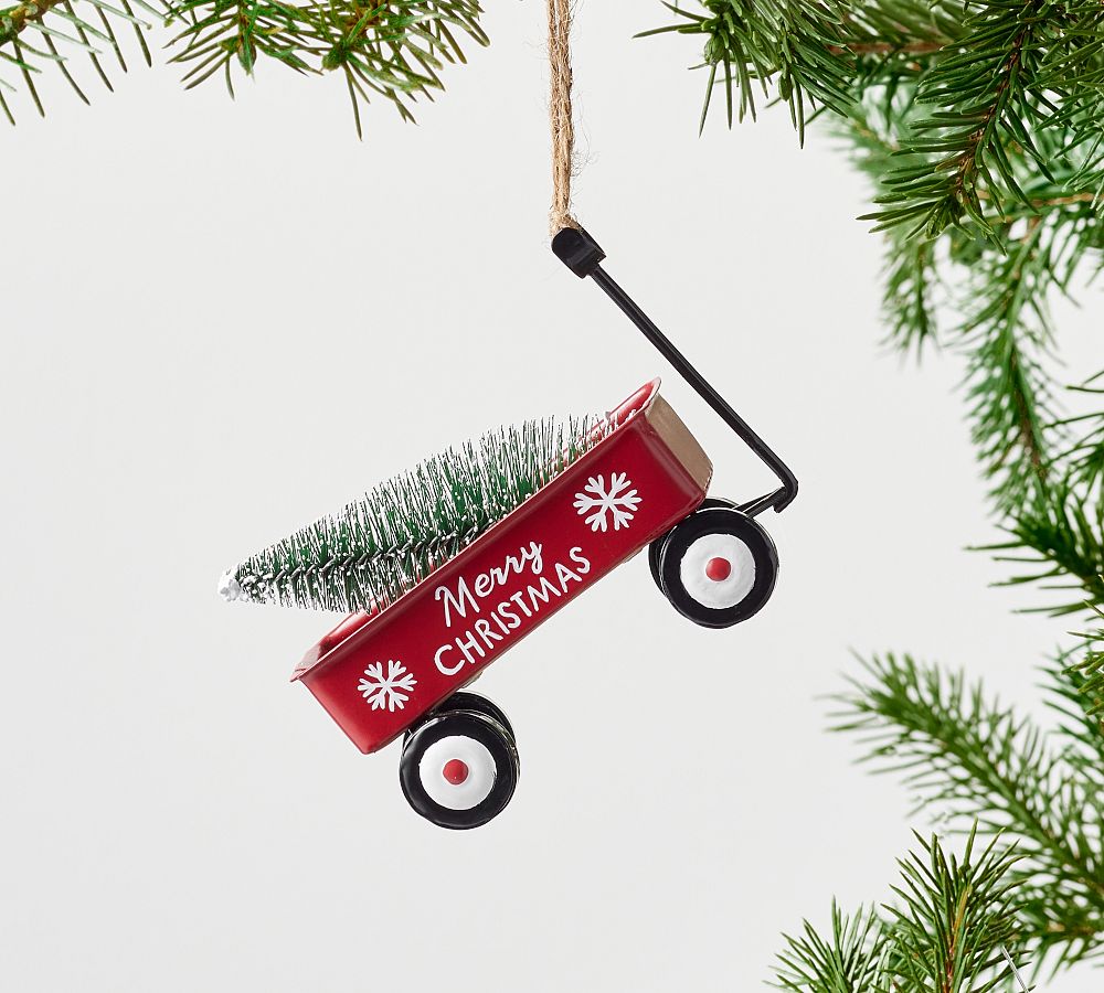 Red Wagon with Tree Ornament
