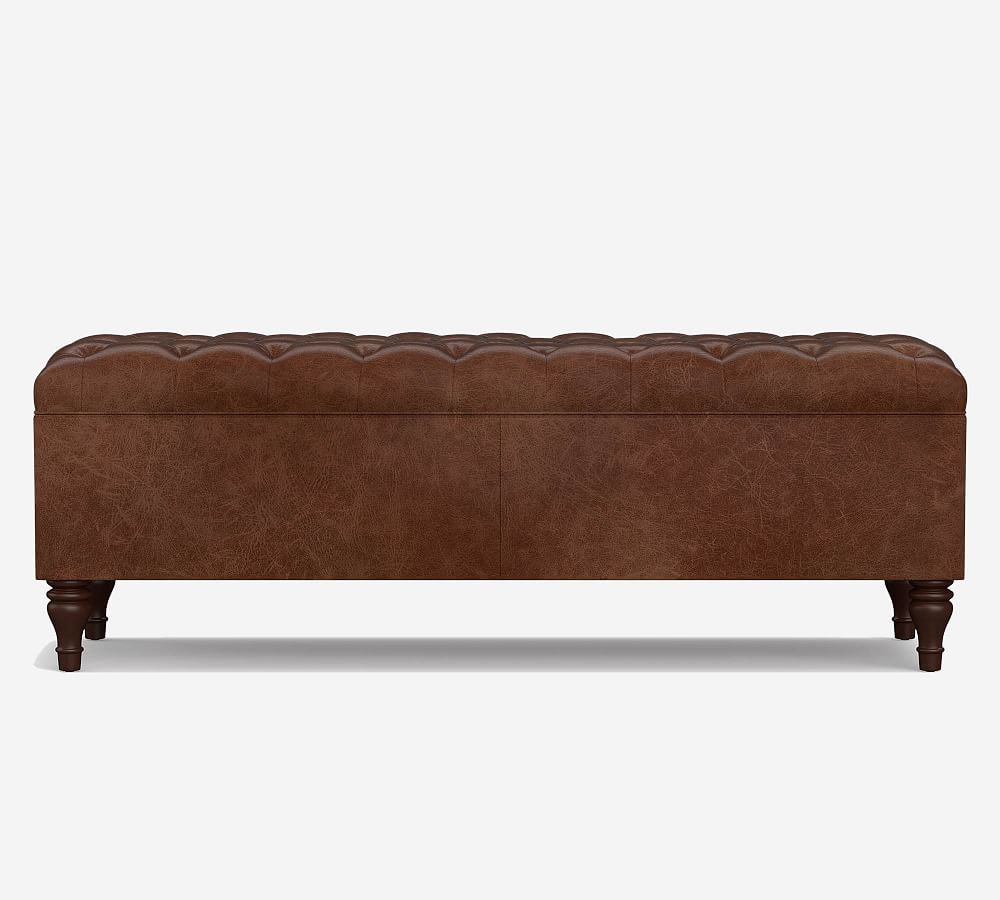 Lorraine Tufted Leather Queen Storage Bench (58&quot;)