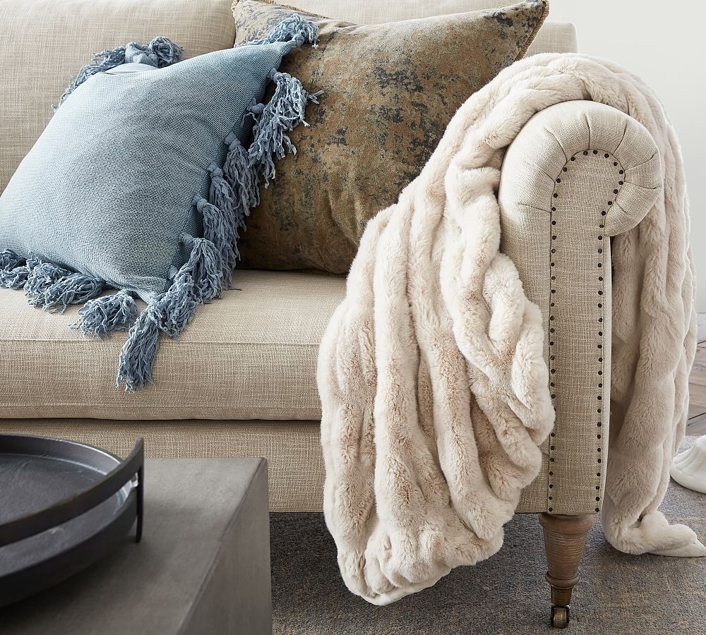 Faux Fur Ruched Throw Blankets Pottery Barn