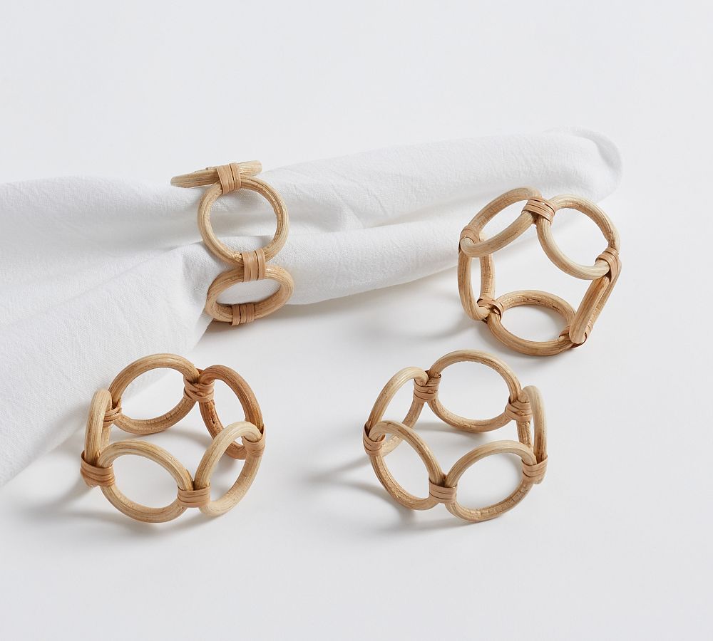 Monique Lhuillier Antibes Handwoven Wicker Napkin Rings - Set of 4