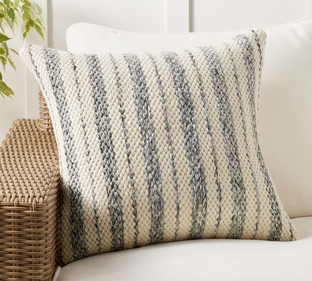 Truitt Striped Handknit Outdoor Pillow