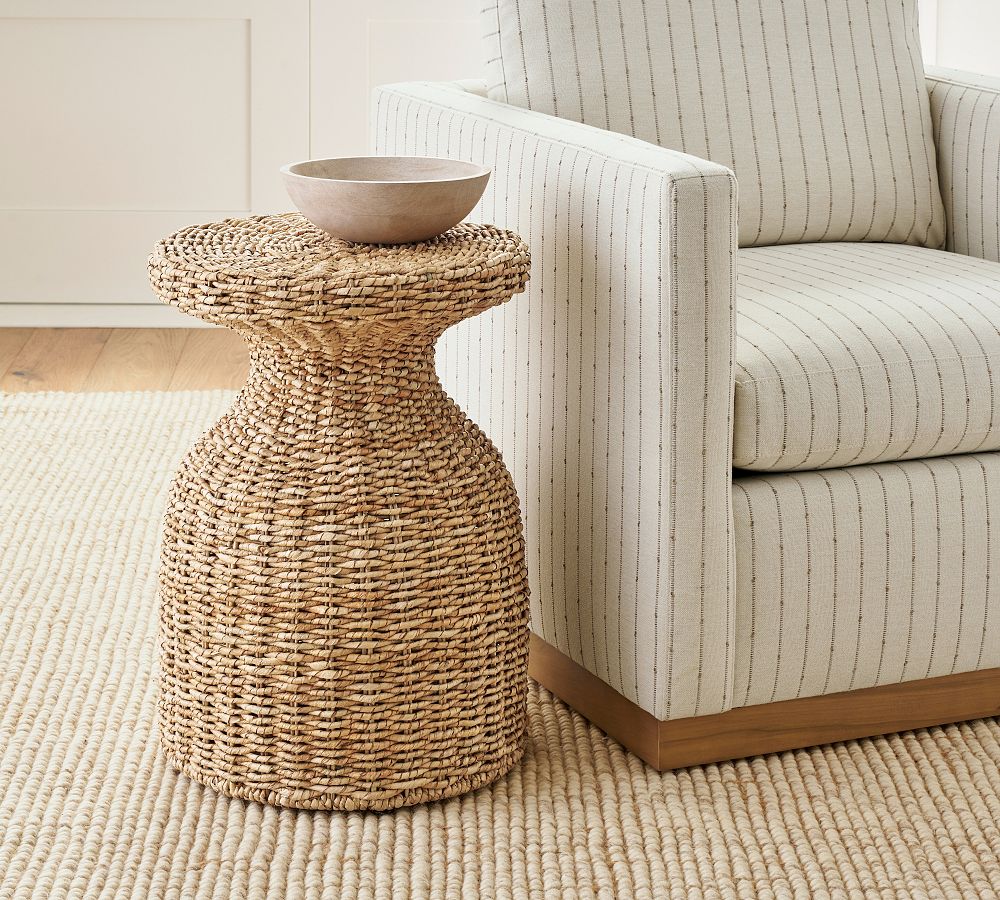Woven Round Seagrass Side Table (16&quot;)