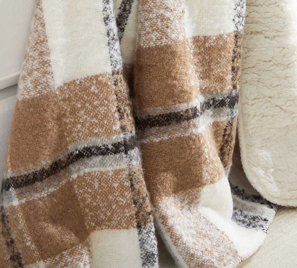 Lodge Plaid Sherpa Back Throw Pottery Barn