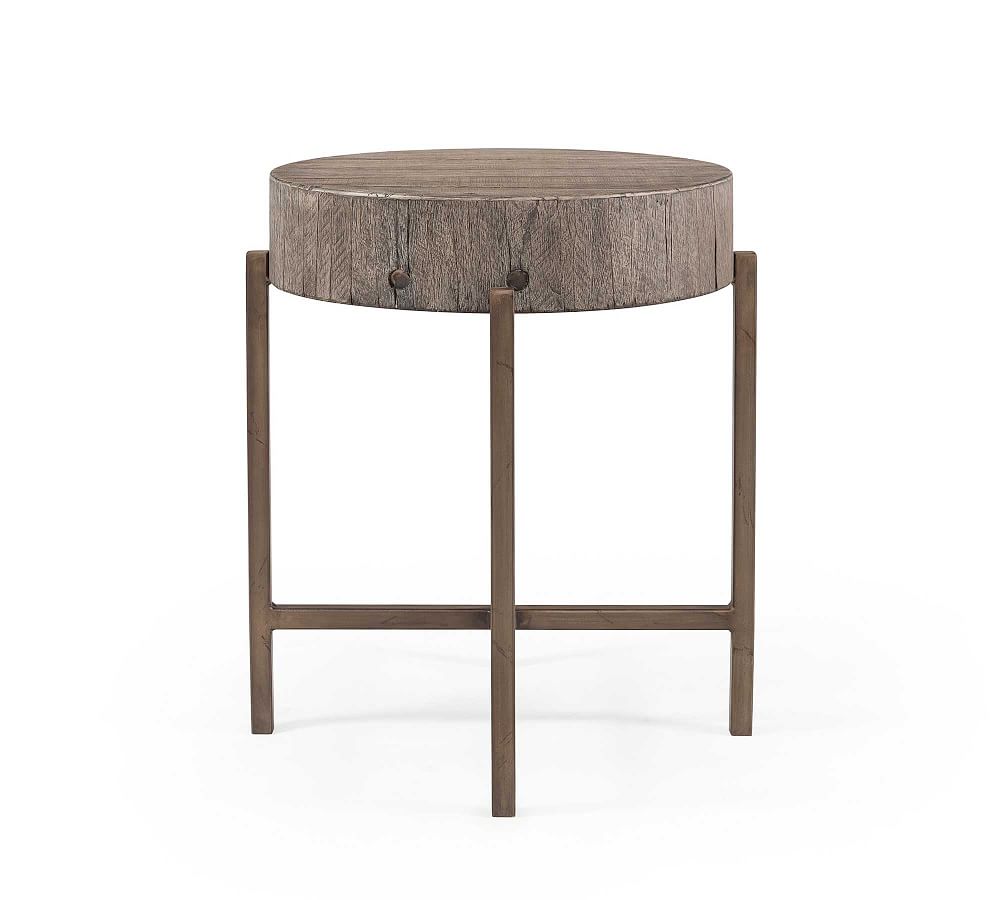 Fargo Round Reclaimed Wood End Table