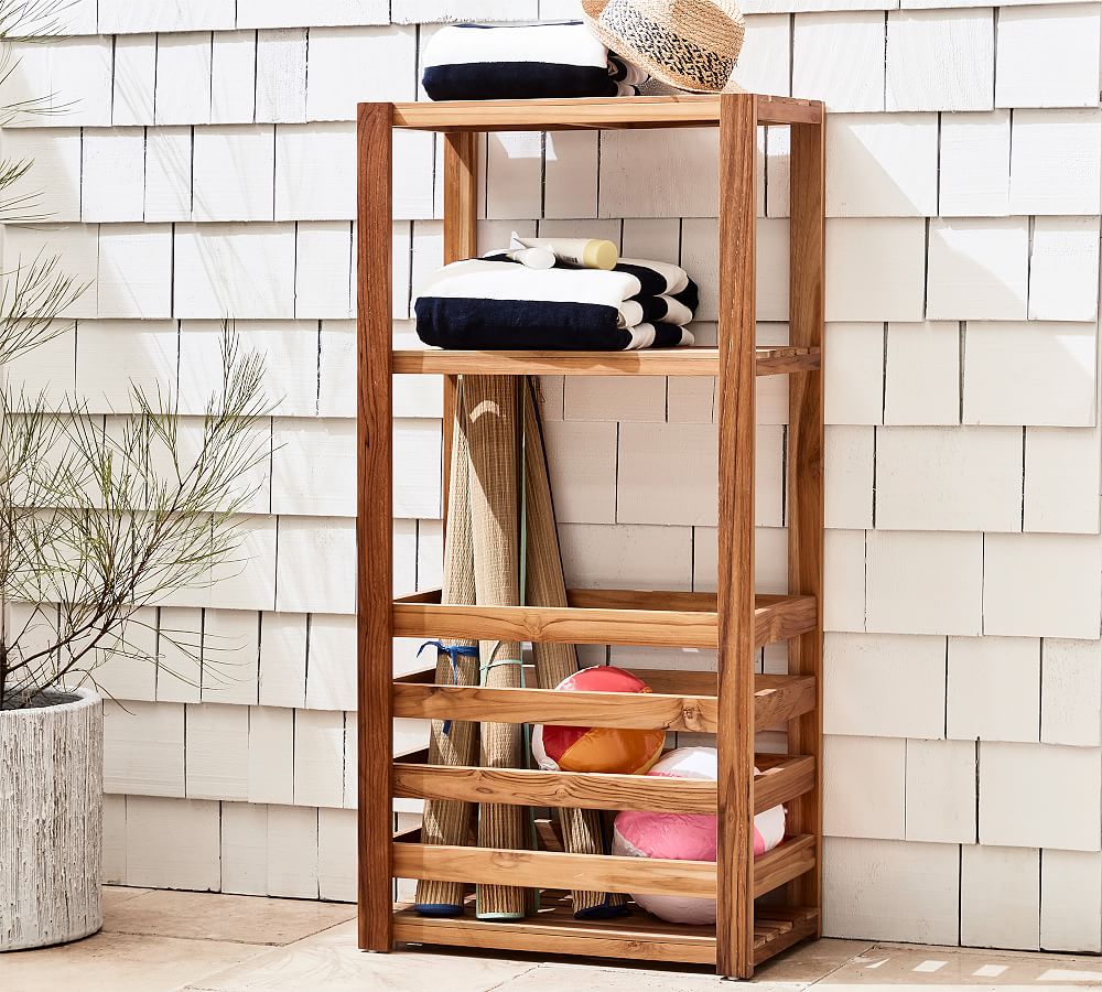 Teak Outdoor Storage Shelf Pottery Barn