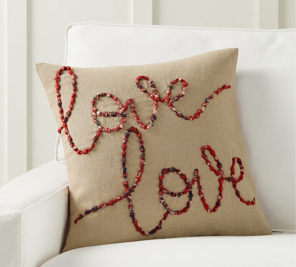 Love Script Reversible Plaid Pillow Cover