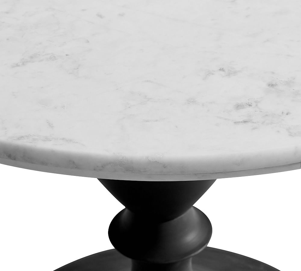 Chapman Round Marble Pedestal Dining Table