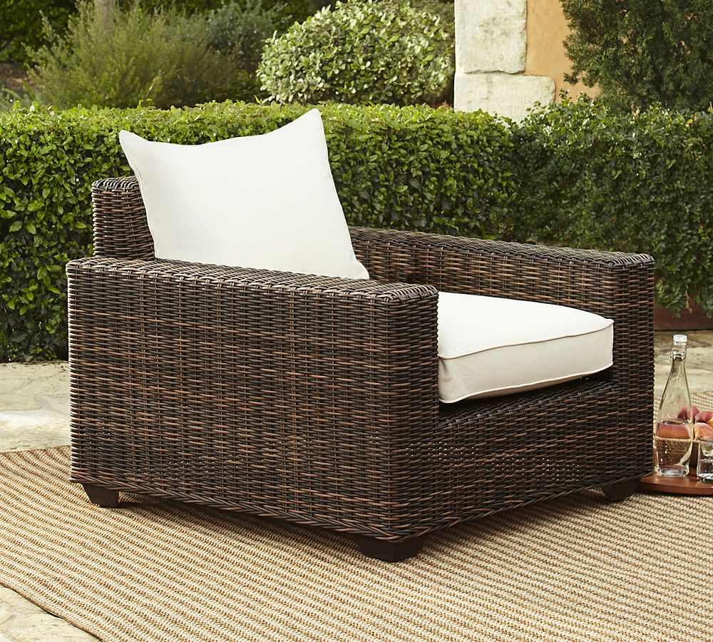 Torrey Wicker Square Arm Outdoor Lounge Chair