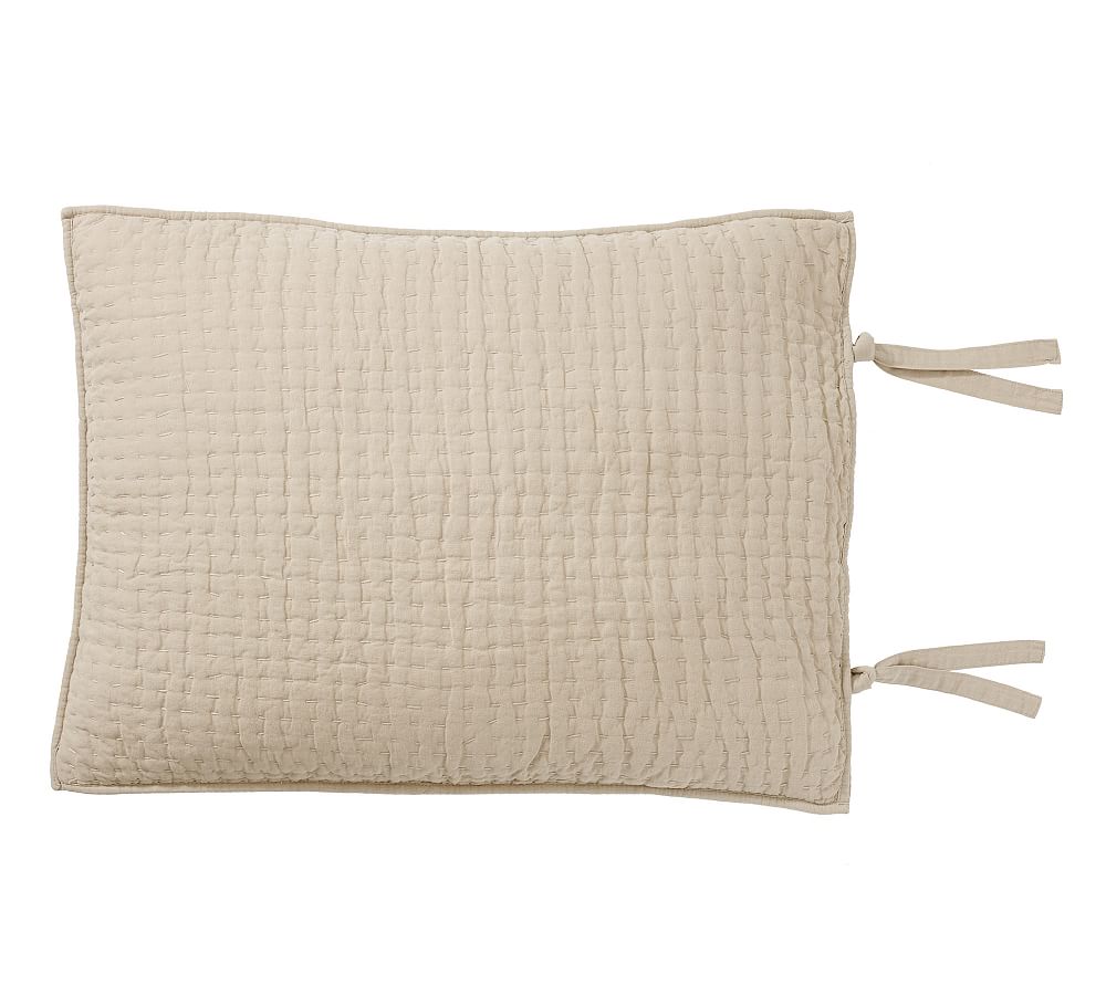 Pick-Stitch Handcrafted Cotton Linen Quilt & Shams