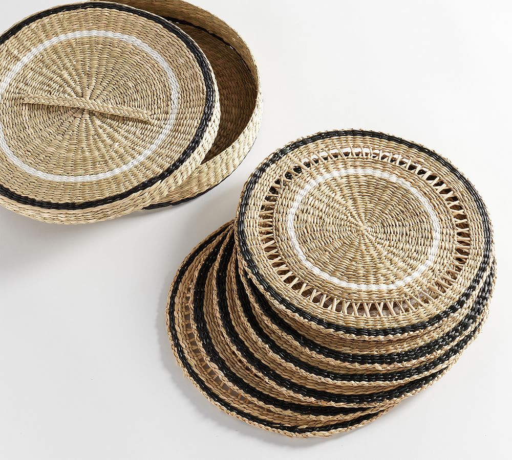 Woven Seagrass Placemats with Holder - Set of 6