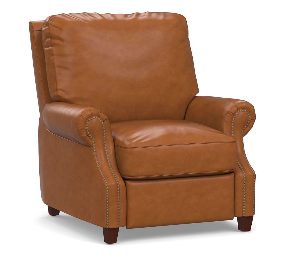 James Roll Arm Leather Power Recliner